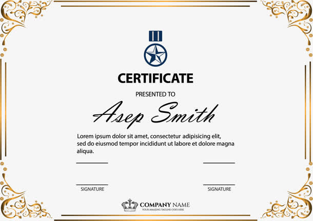 复古花纹边框英国证书免抠