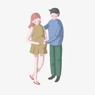 妇女节准爸爸陪同准妈妈PNG免抠