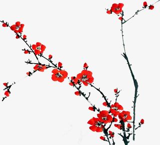 梅花水墨画PNG6免抠