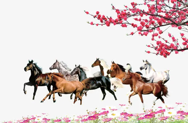 鲜花骏马免费素材下载免抠