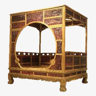 精致的月洞门架子床免抠