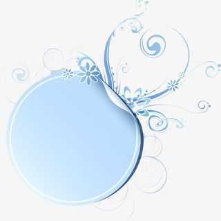 蓝色小清新花纹便签纸免抠