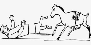 秋天季节马和农民免抠