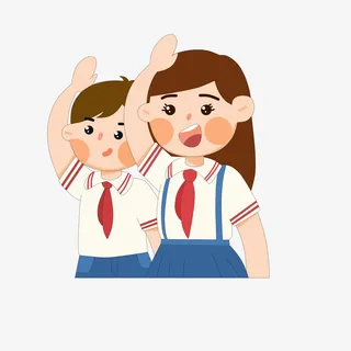 两个少先队员敬礼免抠