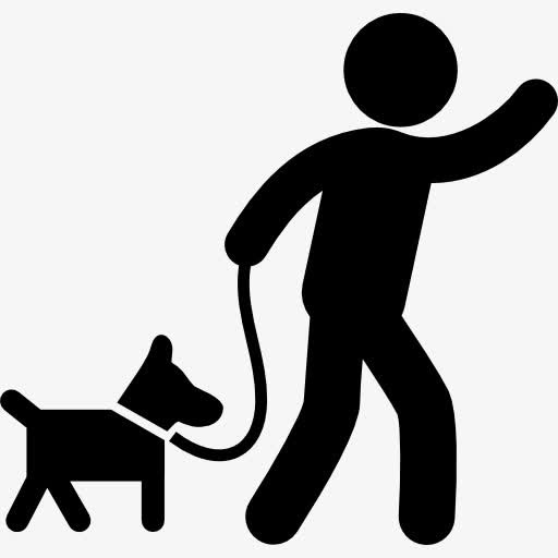 男人抱着一只狗和一个带走图标免抠