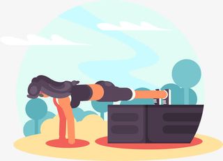 卡通手绘美容健身人物插画免抠