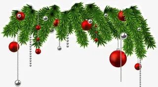 圣诞节绿色松叶装饰免抠
