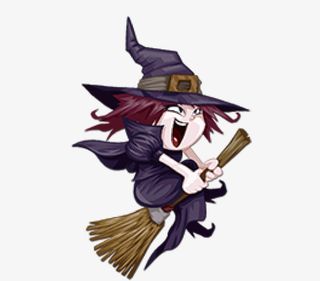 万圣节骑扫帚的女巫免抠
