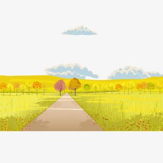 秋天金黄色的麦田免抠