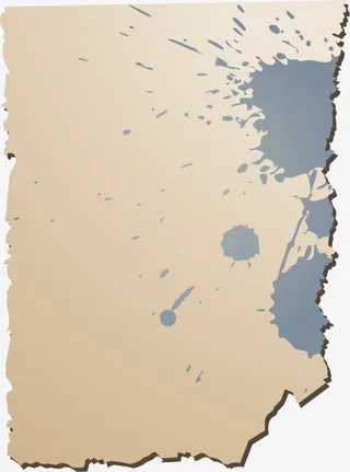 蓝色墨迹纸张免抠