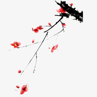梅花水墨画图免抠