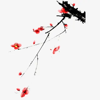 梅花水墨画图免抠