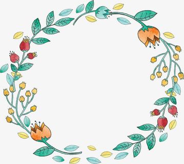 手绘春天花藤边框免抠