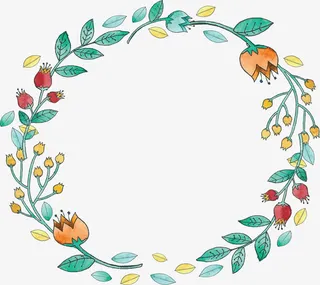 手绘春天花藤边框免抠