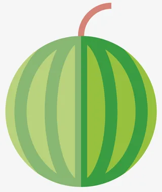 一个绿色的西瓜免抠