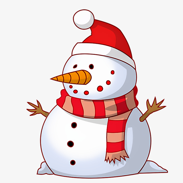 一个戴着圣诞帽的雪人免抠