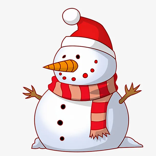 一个戴着圣诞帽的雪人免抠
