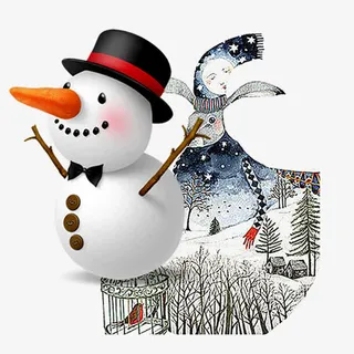 卡通雪人素材免抠