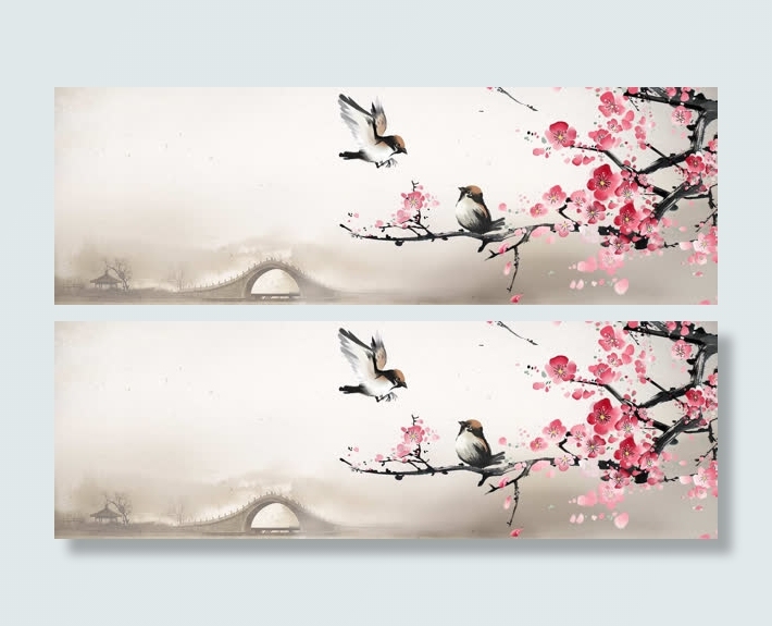 梅花水墨画banner背景