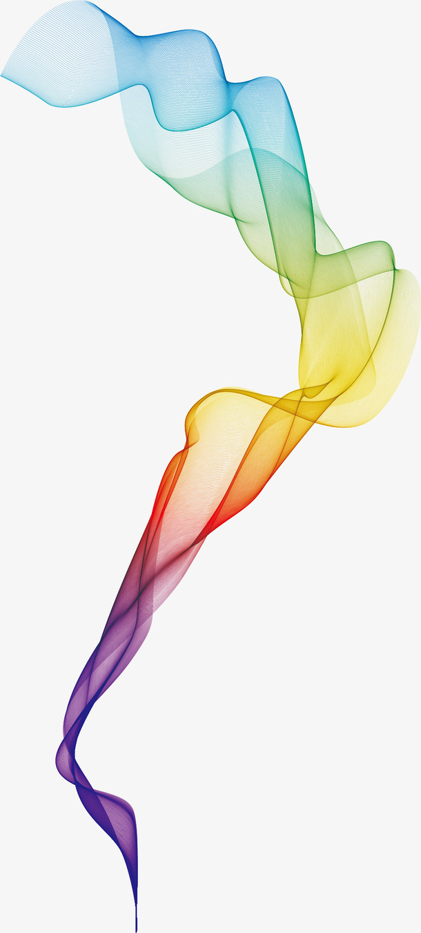 烟雾感线条 装饰图案 彩虹色免抠