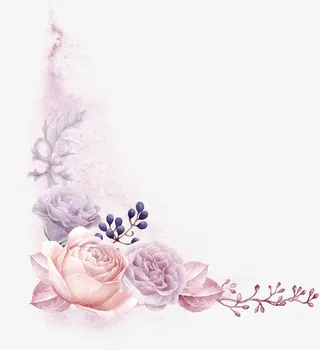 手绘文艺花草角边设计免抠