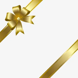 金色闪耀蝴蝶结边框免抠