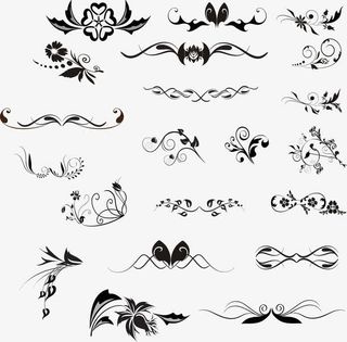 简约黑白花纹免抠