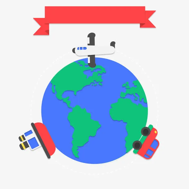 卡通世界旅行日地球矢量图免抠
