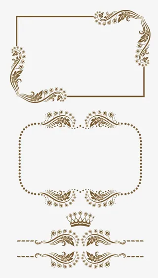 线条花纹文字框图案免抠