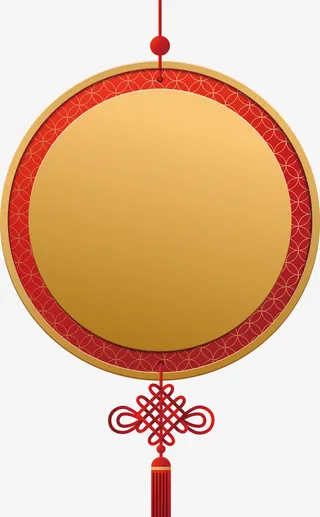 金色中国风圆形挂饰免抠