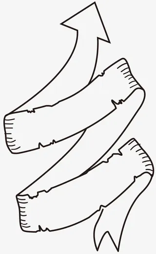 手绘彩带箭头免抠