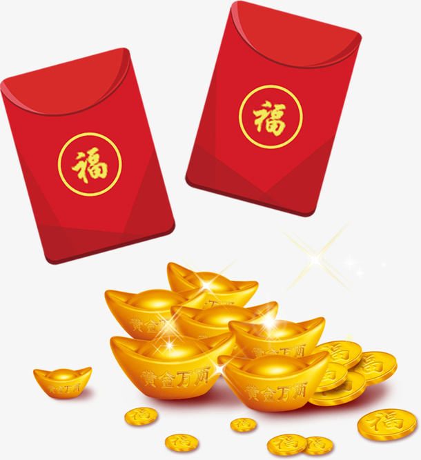 红包 金元宝 黄金免抠装饰其他装饰图案元素
