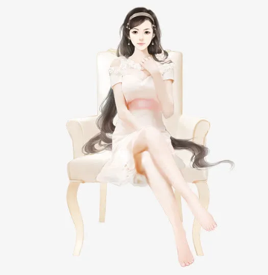彩绘立绘现代美女椅子免抠