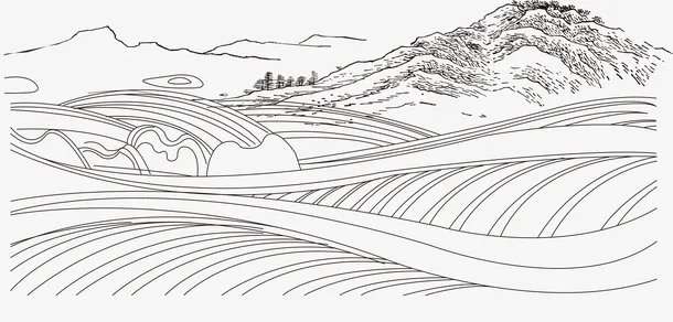 简约山脉线条免抠