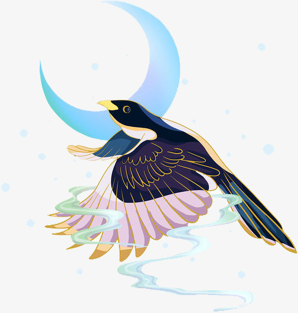 中国风原创七夕喜鹊免抠