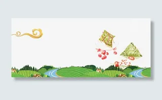 卡通手绘春季草地海报插画免抠