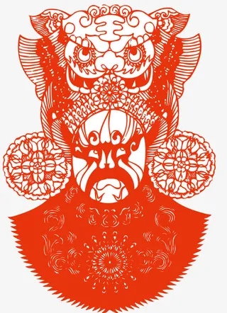 红色京剧剪纸免抠