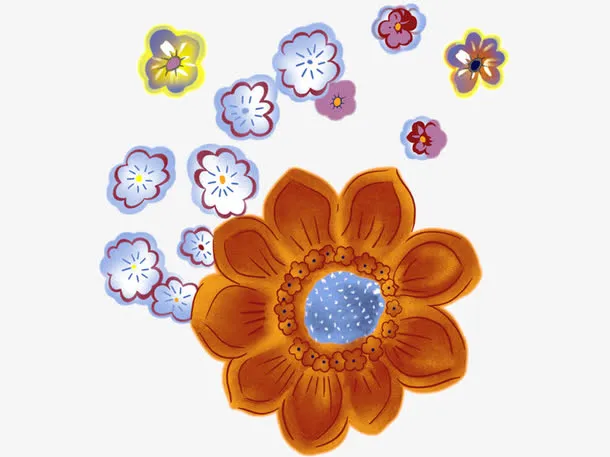 手绘小花免抠