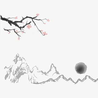 梅花远山免抠