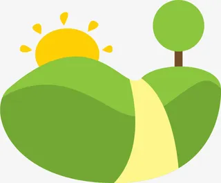 绿色卡通草地小路免抠