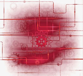 红色齿轮科技感背景免抠