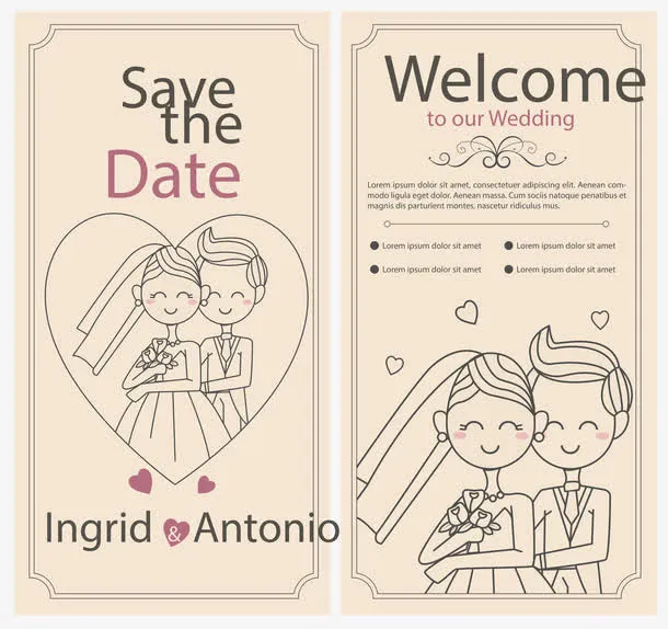 婚礼邀请卡免抠