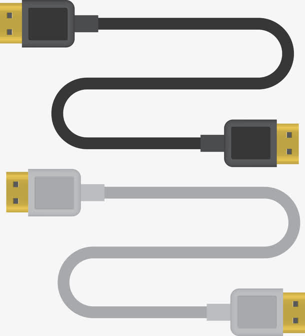 黑白弯曲数据线免抠