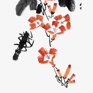 水墨牵牛花免抠