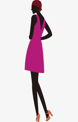 时尚女性行走背影侧面免抠