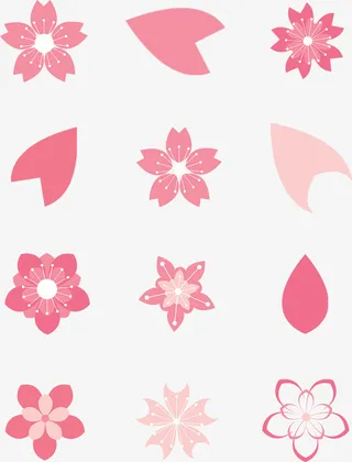 花瓣盛开装饰图案桃花免抠手绘/卡通卡通元素