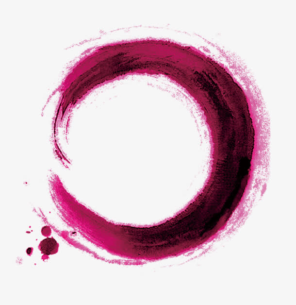 中国风红色水墨圆环免抠