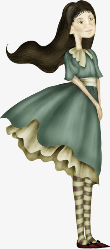 手绘美女免抠