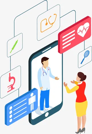 2.5D矢量看病检查医疗插画免抠