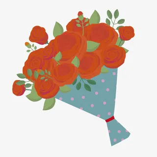 卡通一束玫瑰花免抠图免抠